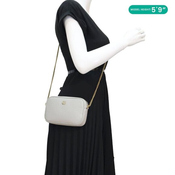 Gucci GG Marmont Super Mini Calfskin Leather Camera Shoulder Bag Grey 772759 - Picture 2 of 14